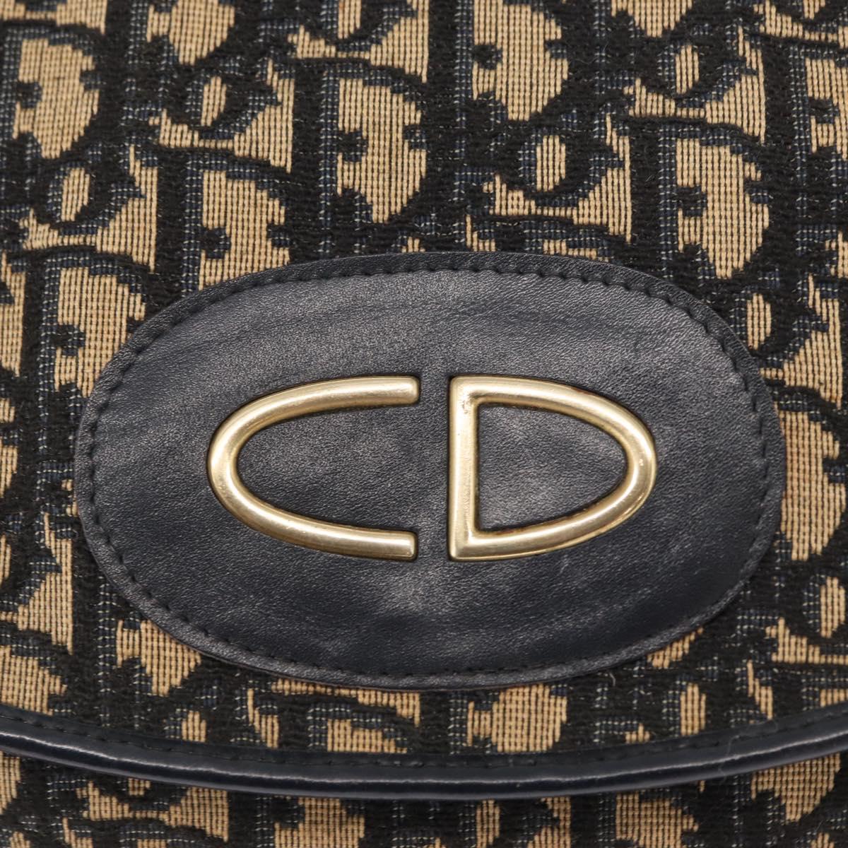 Christian Dior Vintage Trotter Shoulder Bag Canvas, NAVY, CANVAS, Shoulder bag