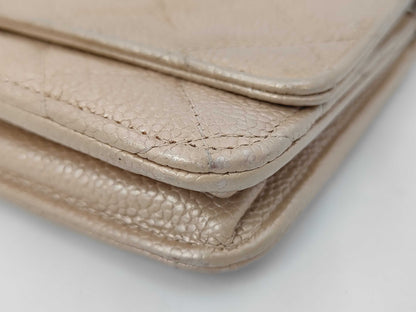 Chanel Wallet on Chain Quilted Iridescent Caviar, Gold, Leather, Wallet
