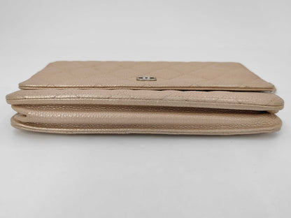 Chanel Wallet on Chain Quilted Iridescent Caviar, Gold, Leather, Wallet