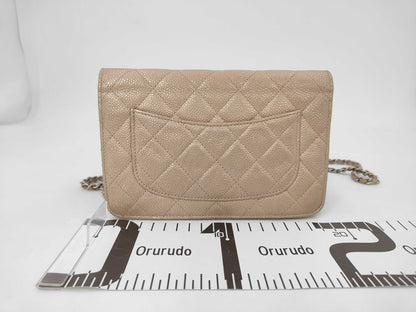 Chanel Wallet on Chain Quilted Iridescent Caviar, Gold, Leather, Wallet
