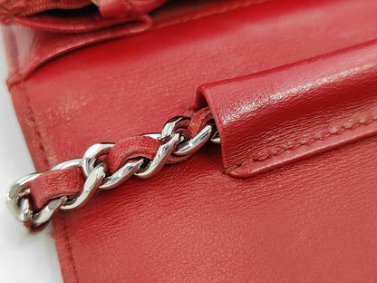 Chanel Timeless CC Wallet on Chain Quilted Goatskin, Red, Leather, Shoulder Bag