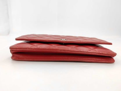 Chanel Timeless CC Wallet on Chain Quilted Goatskin, Red, Leather, Shoulder Bag