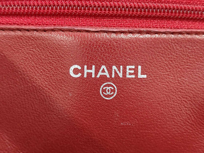 Chanel Timeless CC Wallet on Chain Quilted Goatskin, Red, Leather, Shoulder Bag