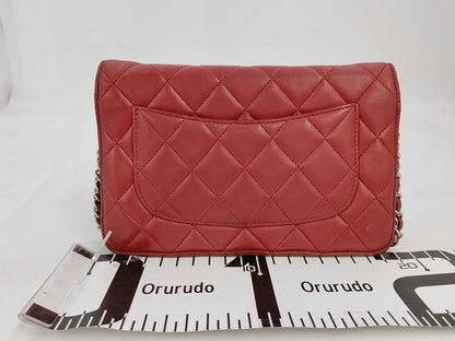 Chanel Timeless CC Wallet on Chain Quilted Goatskin, Red, Leather, Shoulder Bag