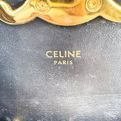 Celine Triomphe Triomphe Coated Canvas, Black, Leather, Shoulder Bag