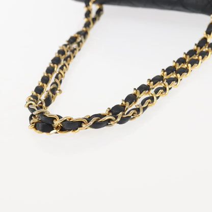 Chanel Vintage Square Classic Double Flap Bag Quilted Leather, BLACK, LEATHER, Shoulder bag