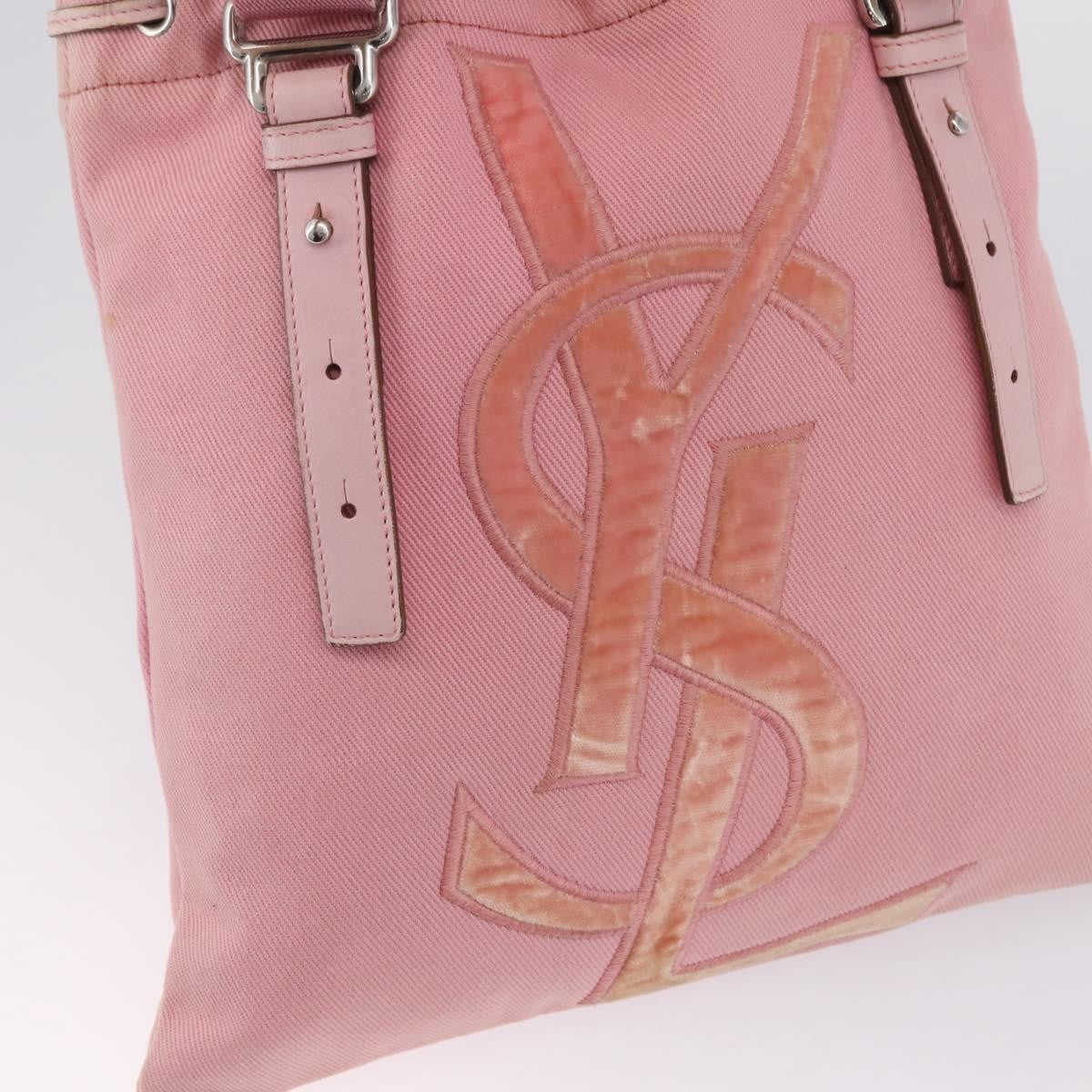 Saint Laurent Kahala Drawstring Canvas, Pink, Canvas, Tote Bag