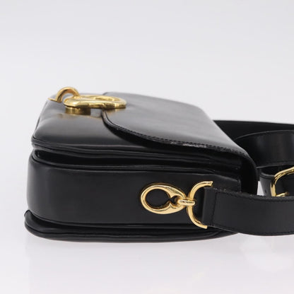 Celine Flap Shoulder Leather, Black, Leather, Shoulder Bag
