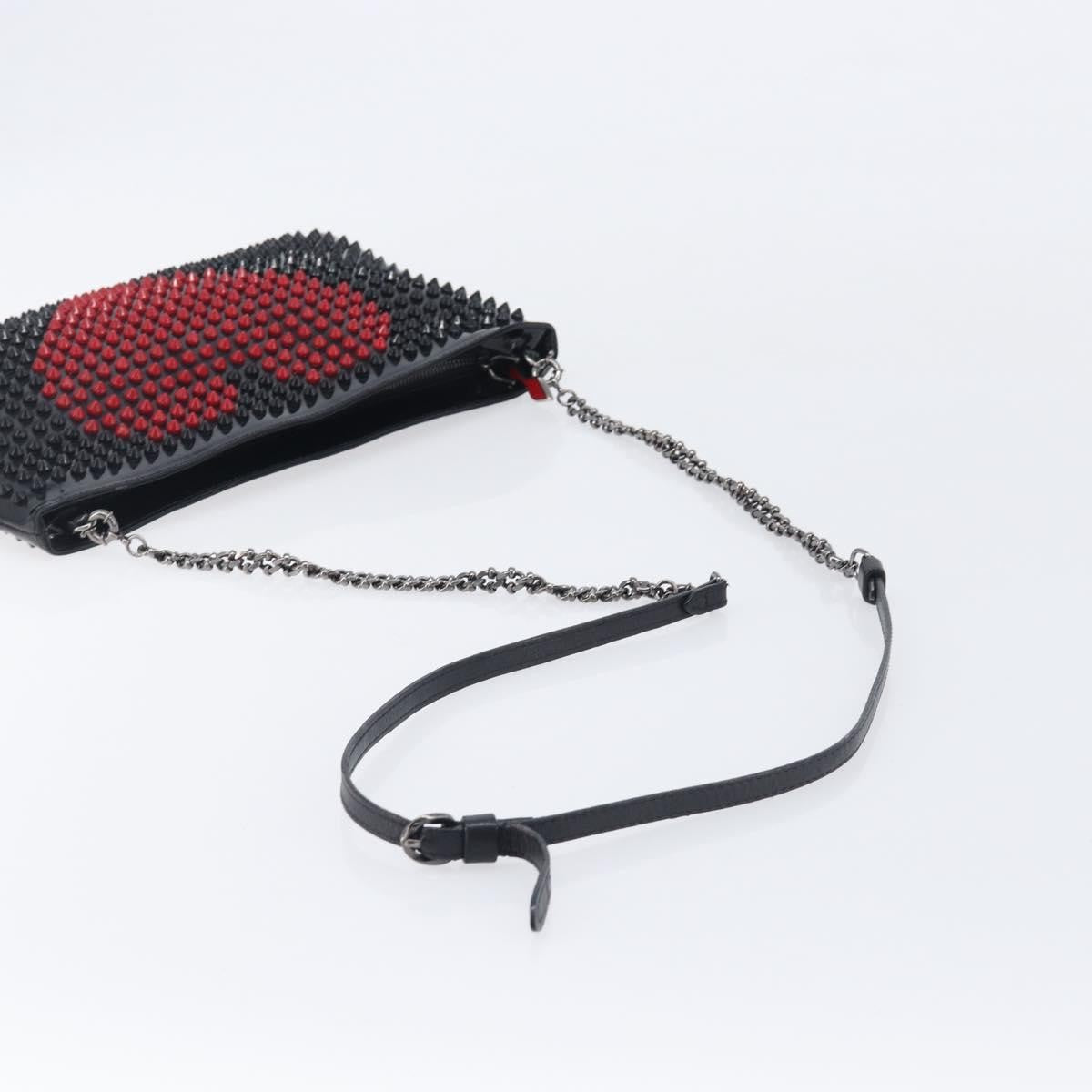 Christian Louboutin Loubiposh Clutch Spiked Patent, Black, Patent Leather, Clutch