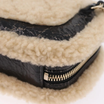 Chanel CC Mania Waist Shearling and Shiny Crumpled Sheepskin, Black, Textile, Handbag