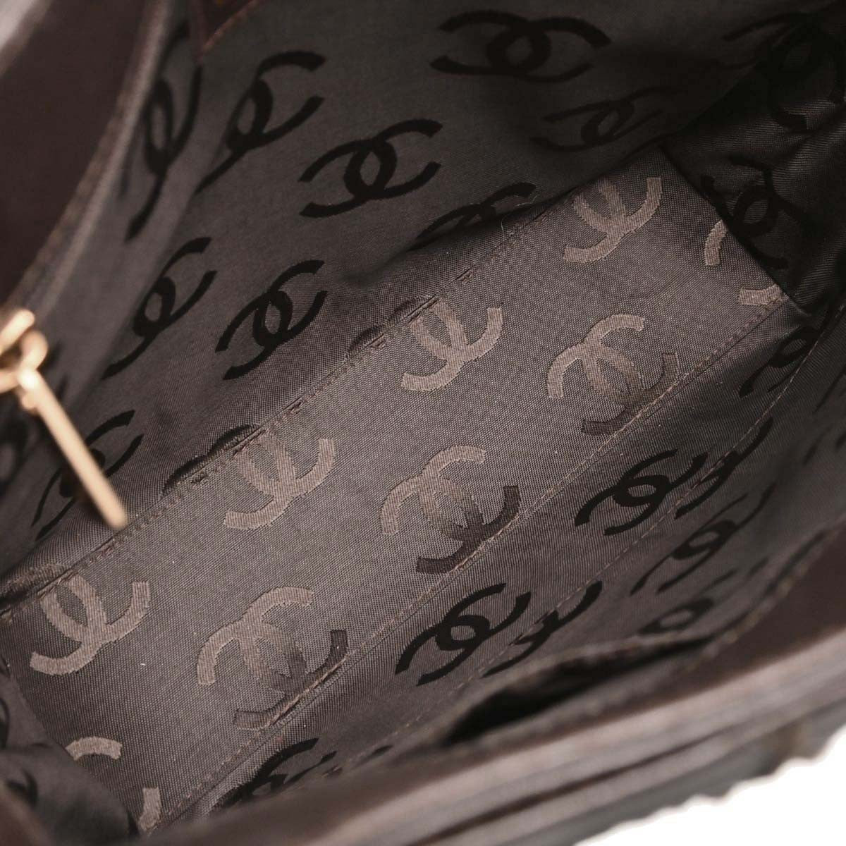 Chanel Surpique Quilted Leather, Brown, Leather, Tote Bag