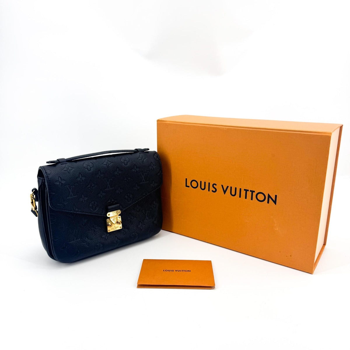Louis Vuitton Pochette Metis Monogram Empreinte Leather, Black, Leather, Clutch
