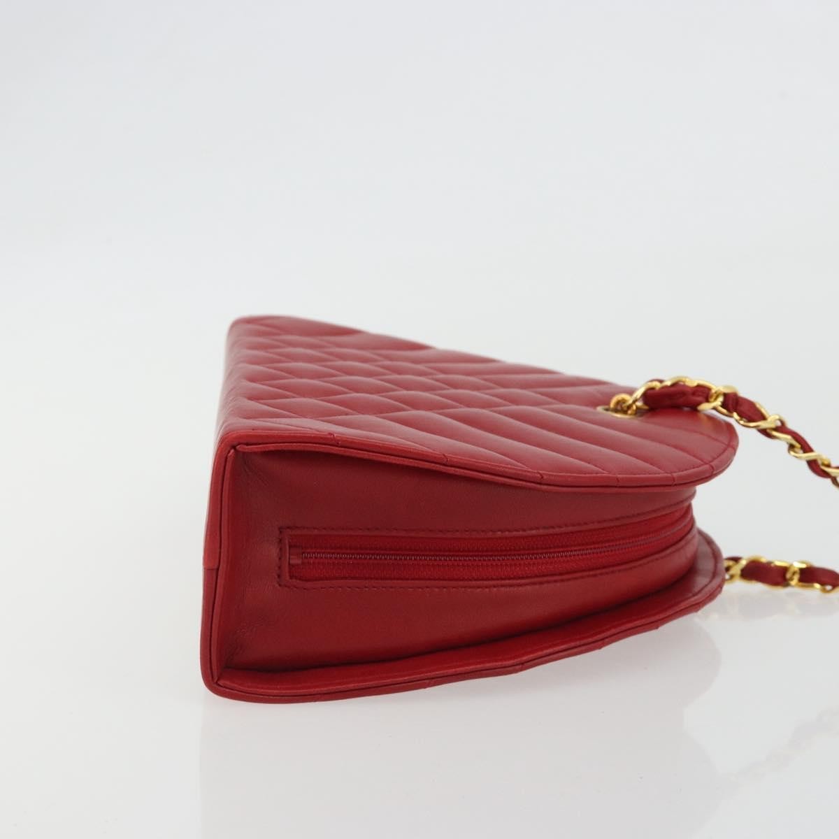 Chanel Vintage Chain Evening Mixed Quilt Lambskin, Red, Leather, Clutch