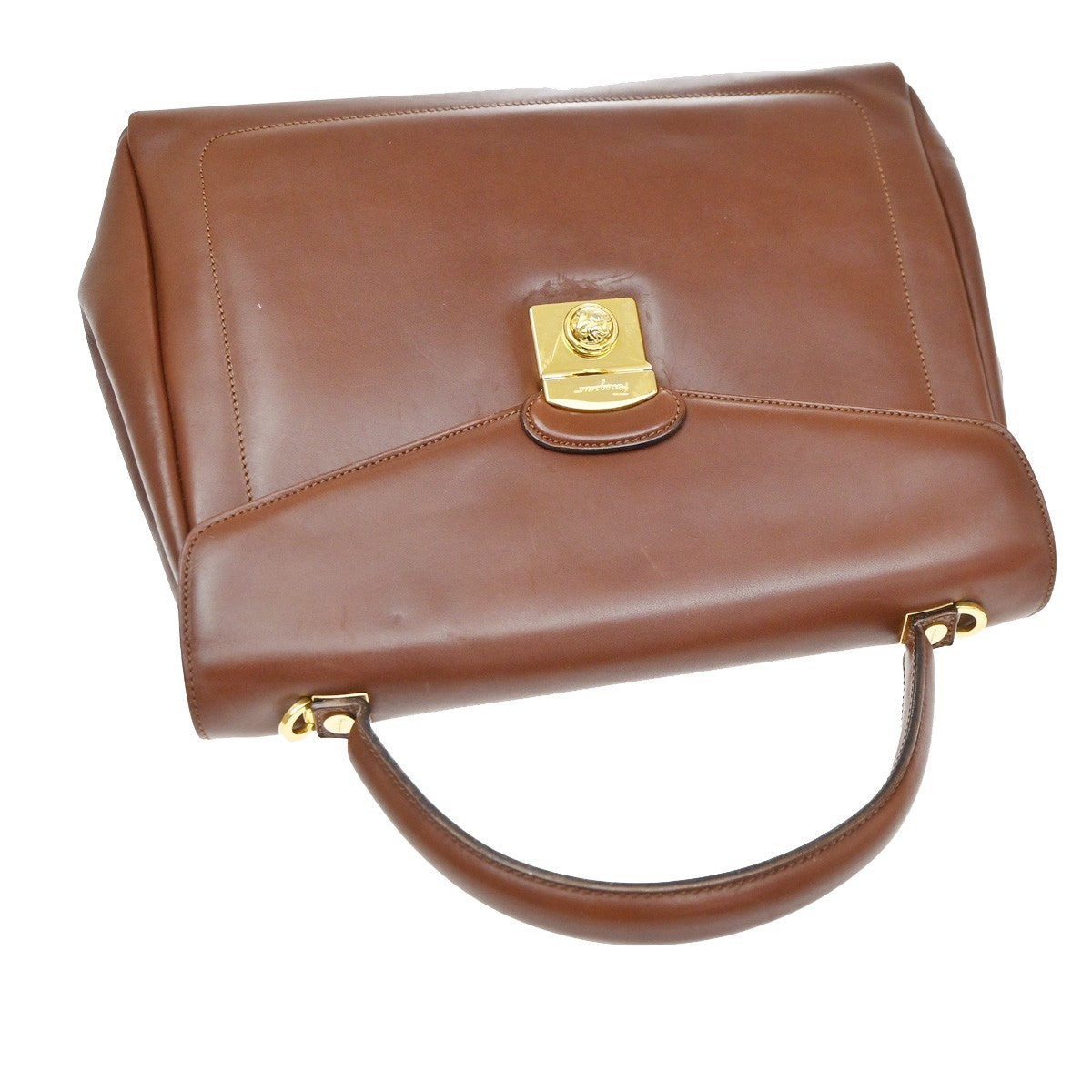 Salvatore Ferragamo Vintage Top handle Leather, Brown, Leather, Handbag