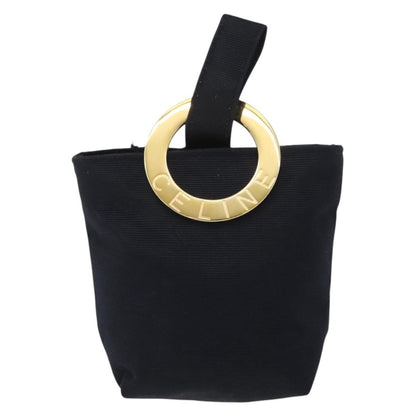 Celine Circle Logo Pouch Canvas, Black, Canvas, Clutch