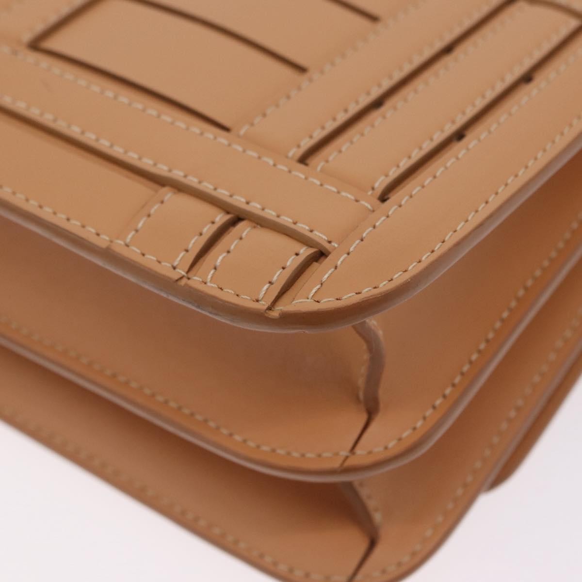 Burberry TB Flap Woven Leather, Beige, Leather, Handbag
