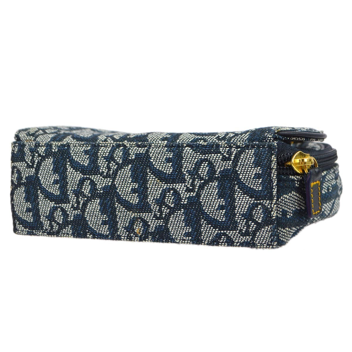 Christian Dior Saddle Zip Diorissimo Canvas, Navy, Canvas, Clutch