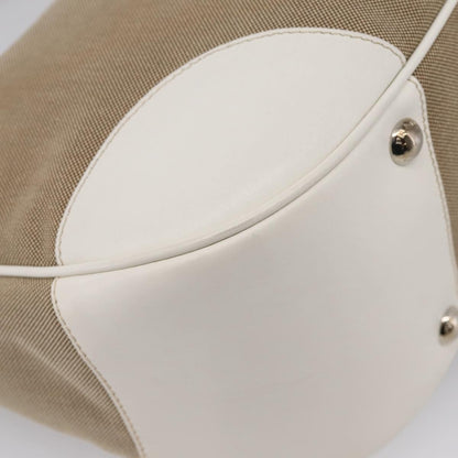 Prada Canapa Hobo Canvas with Leather, Beige, Canvas, Shoulder Bag