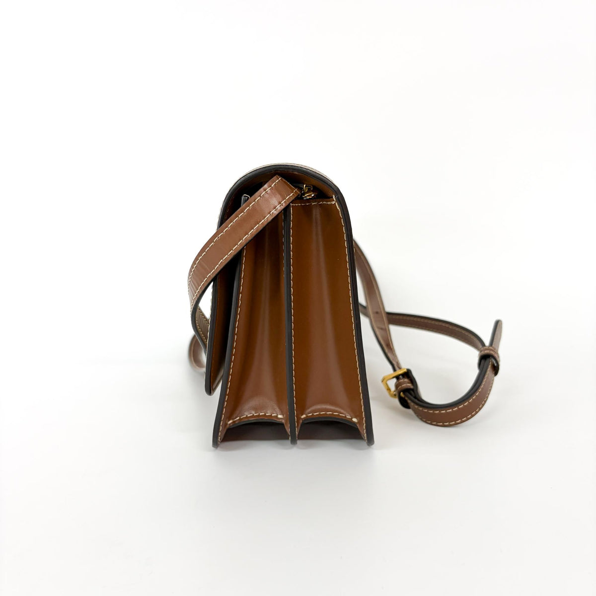 Burberry TB Crossbody Bag Monogram E-Canvas, Beige, Canvas, Crossbody Bag