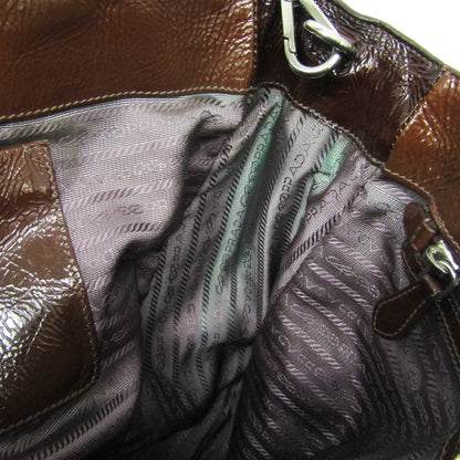 Prada Convertible Zippers Vernice Sfumata, Brown, Patent Leather, Tote Bag