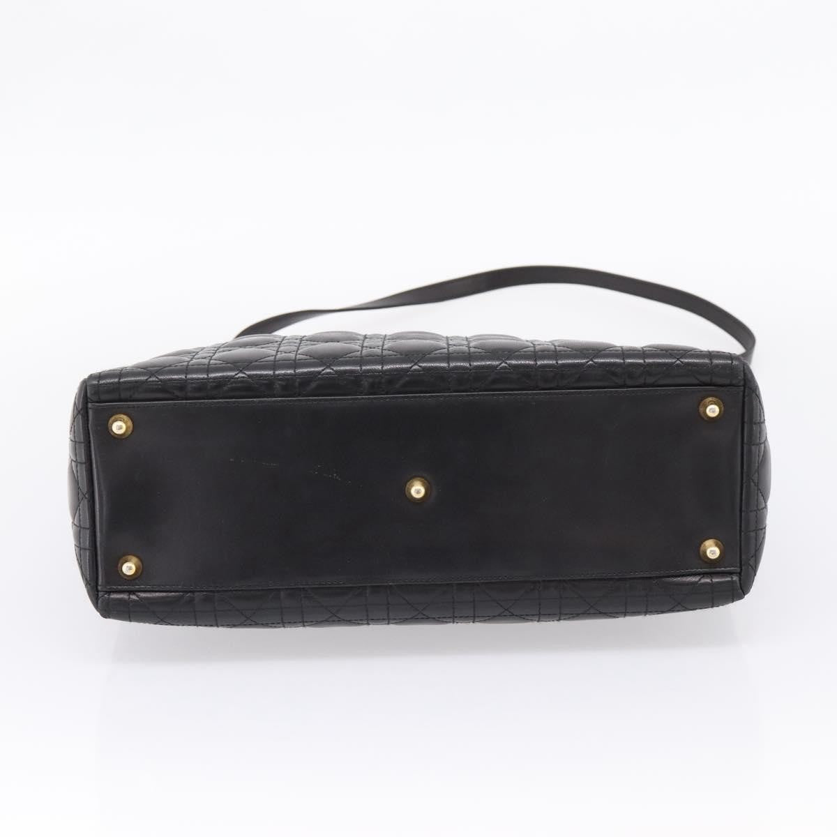 Christian Dior Vintage Lady Dior Cannage Quilt Lambskin, Black, Leather, Handbag