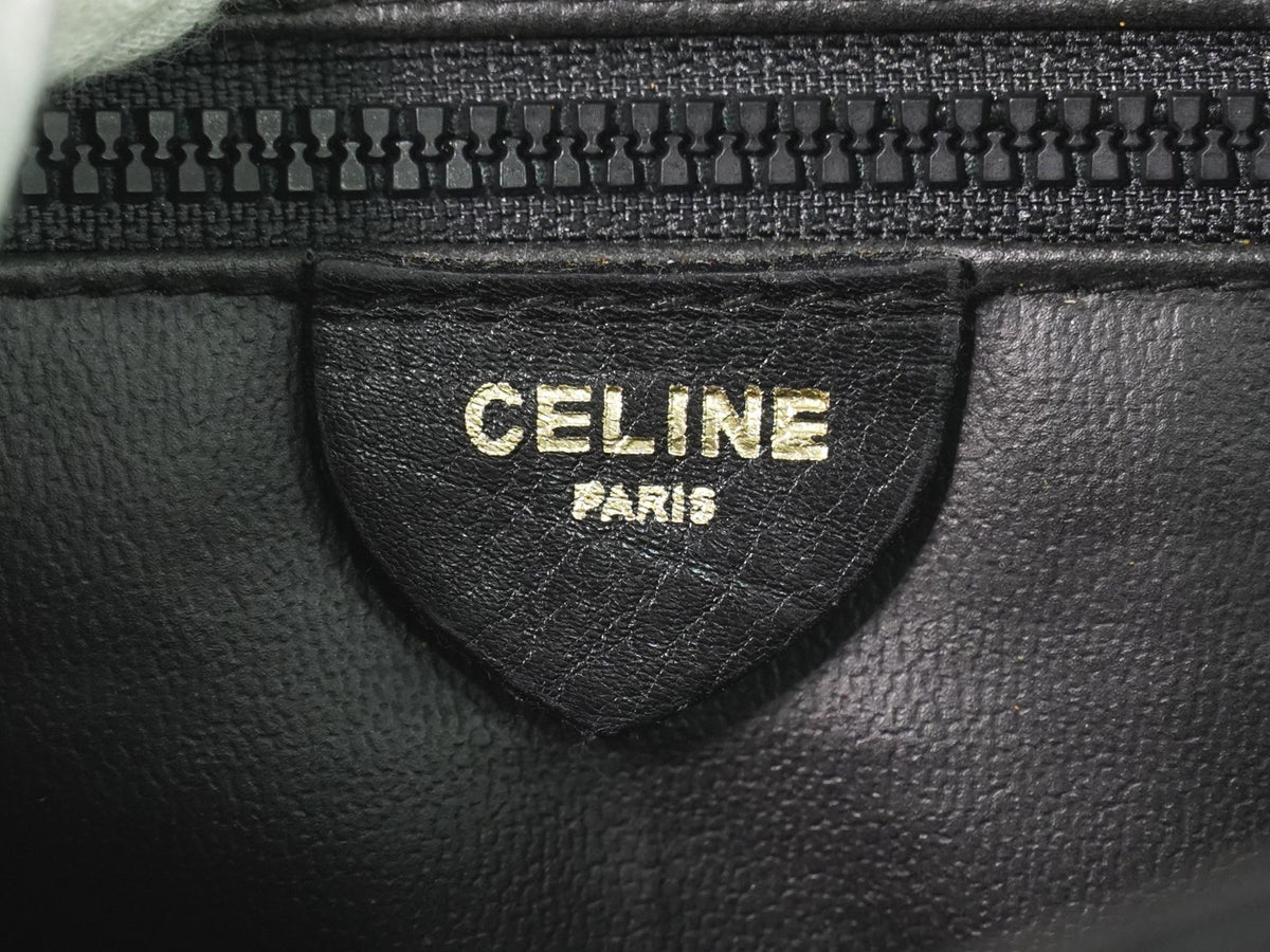 Celine Flap Shoulder Leather, Black, Leather, Shoulder Bag