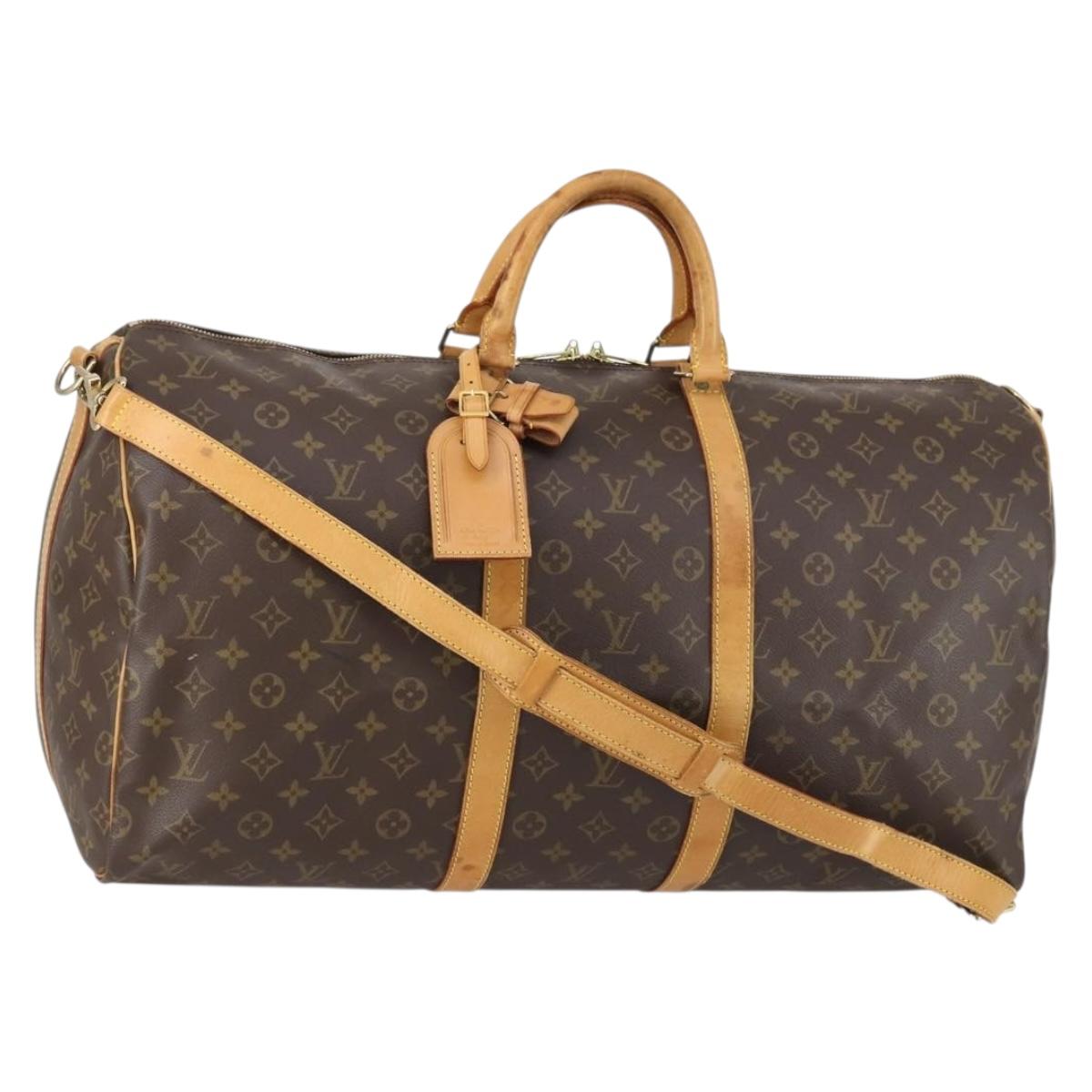 Louis Vuitton Keepall Bag Monogram Canvas, BROWN, CANVAS, Travel bag