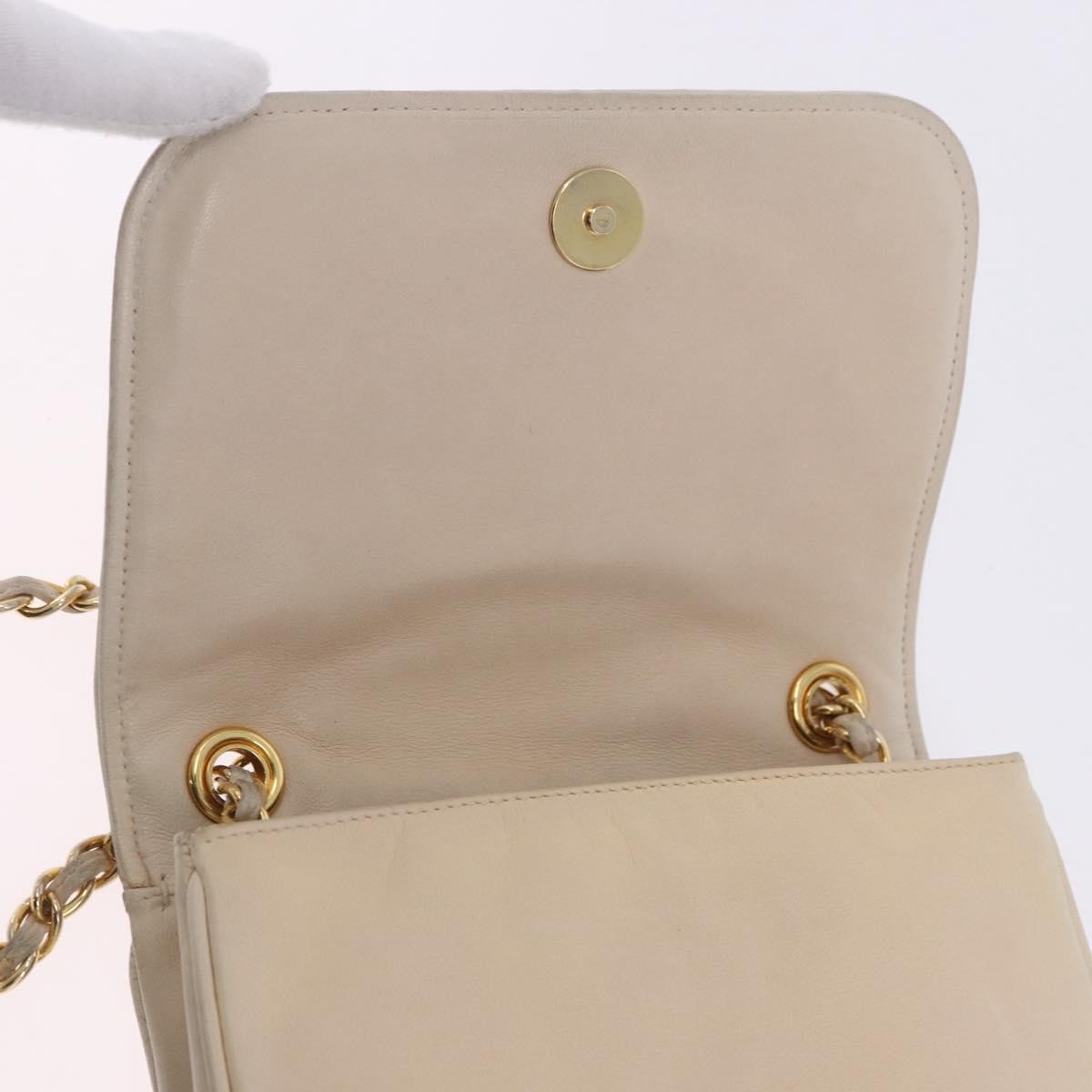 Chanel Vintage CC Stitch Flap Leather, Beige, Leather, Shoulder Bag