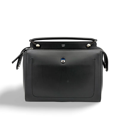 Fendi DotCom Convertible Satchel Leather, Black, Calfskin, Handbag