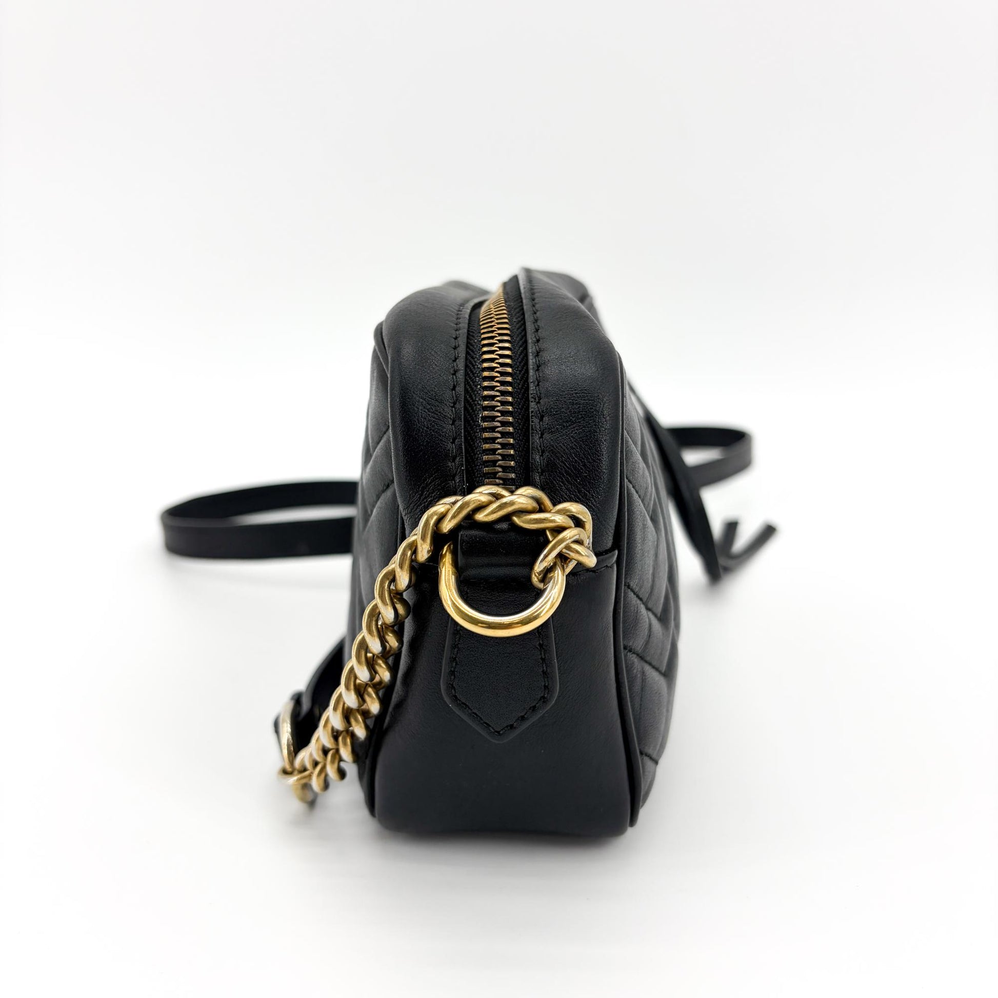 Gucci GG Marmont Matelasse Leather, Black, Leather, Shoulder Bag