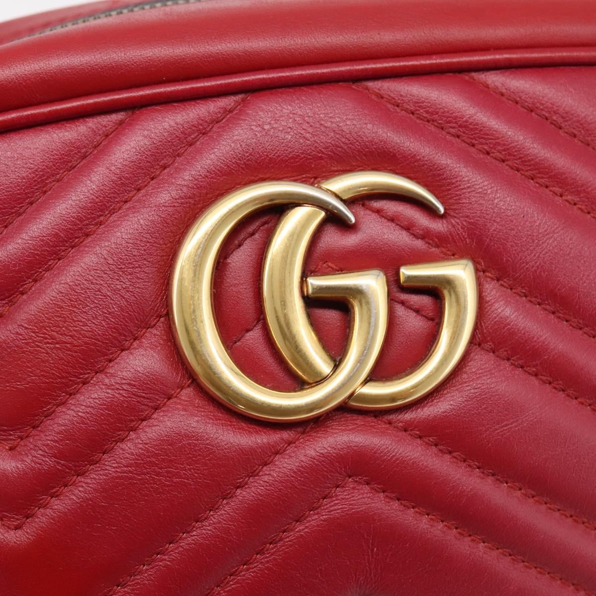 Gucci GG Marmont Matelasse Leather, Red, Leather, Shoulder Bag