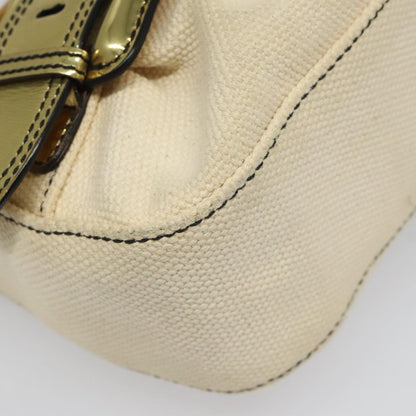 Fendi Chain Baguette Patent, Beige, Canvas, Shoulder Bag