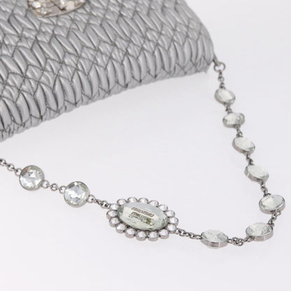 Miu Miu Crystal Clutch Matelasse Leather, Silver, Leather, Clutch