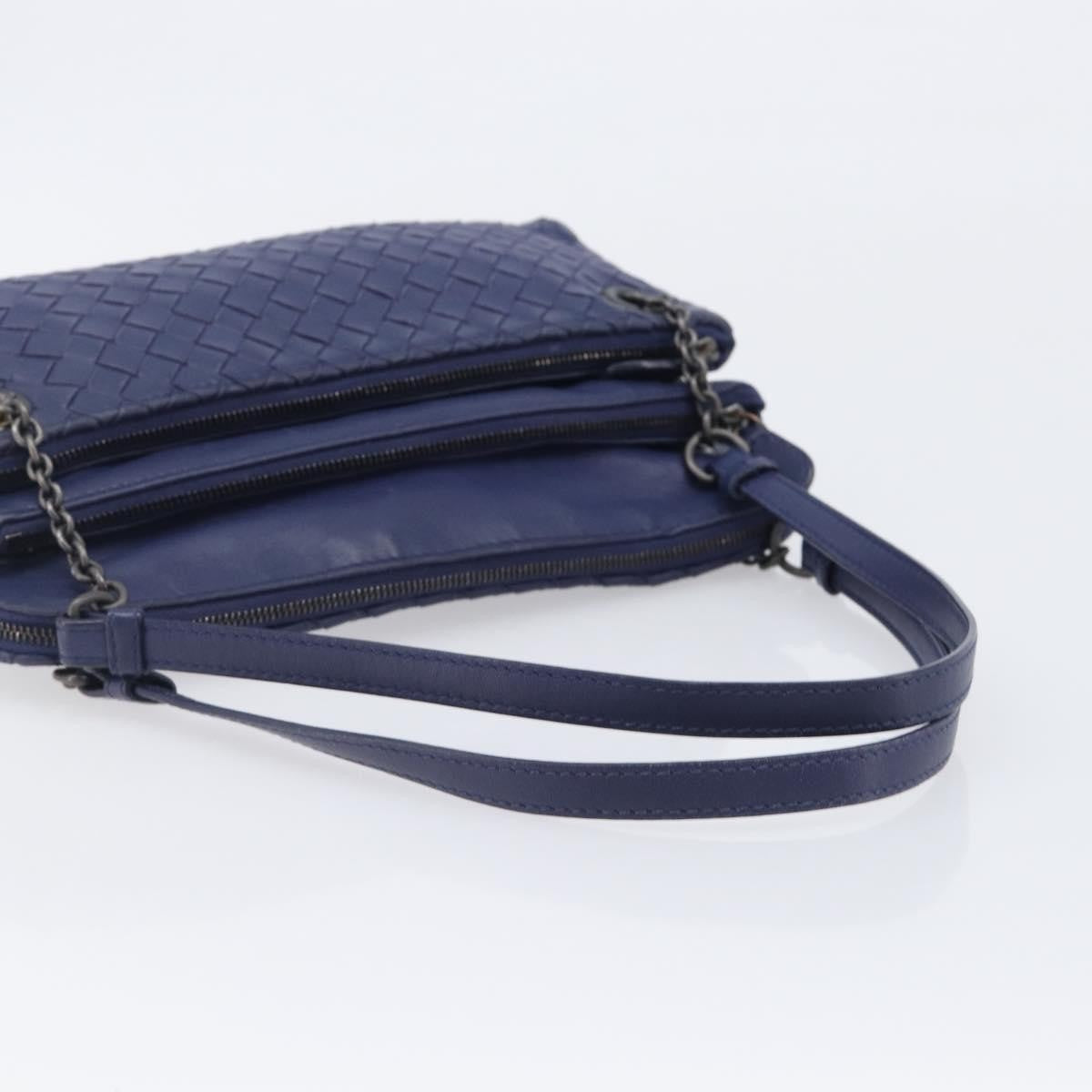 Bottega Veneta Compartment Chain Intrecciato Nappa, Blue, Leather, Shoulder Bag