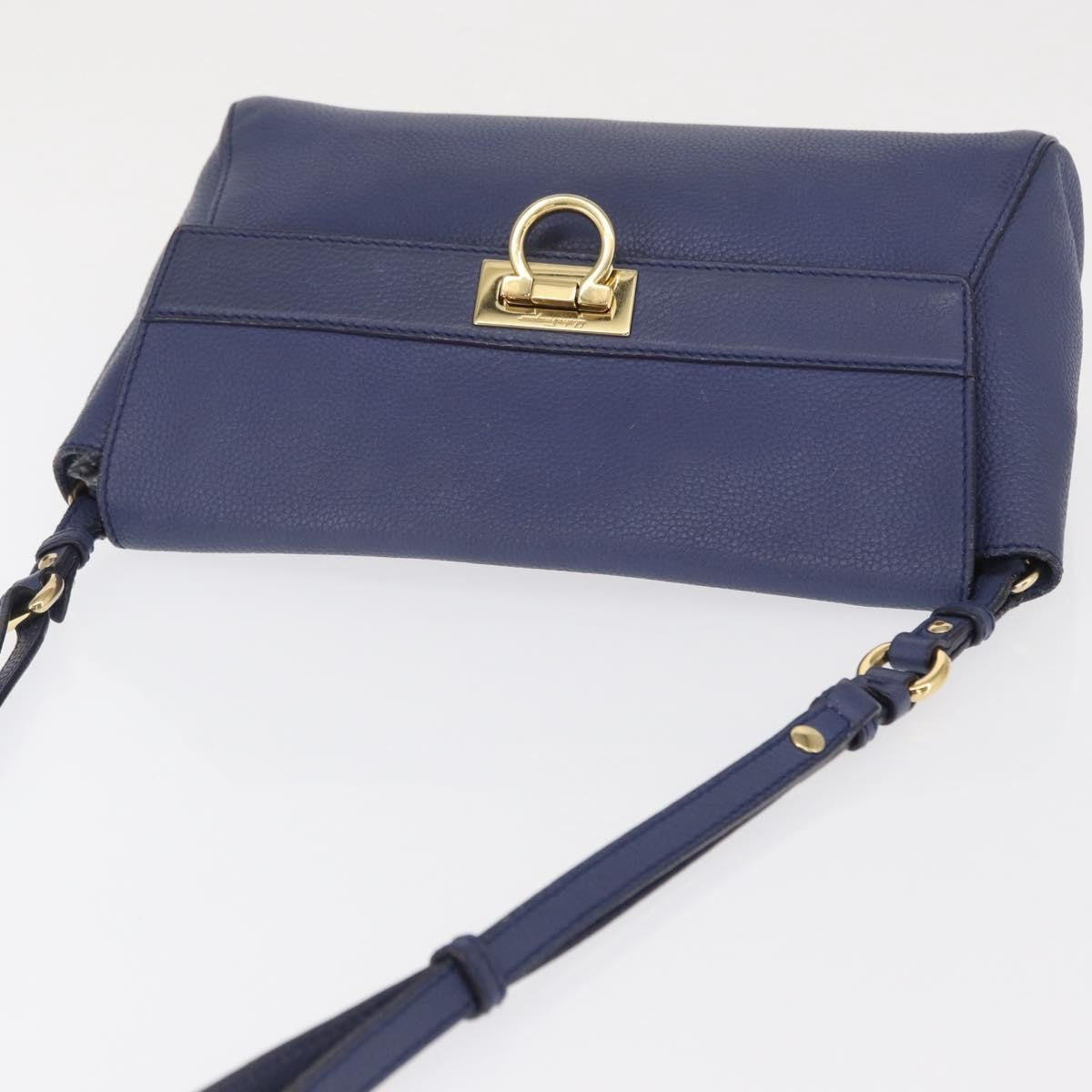 Salvatore Ferragamo Abbey Leather, Navy, Leather, Shoulder Bag