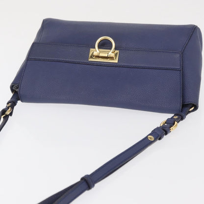 Salvatore Ferragamo Abbey Leather, Navy, Leather, Shoulder Bag