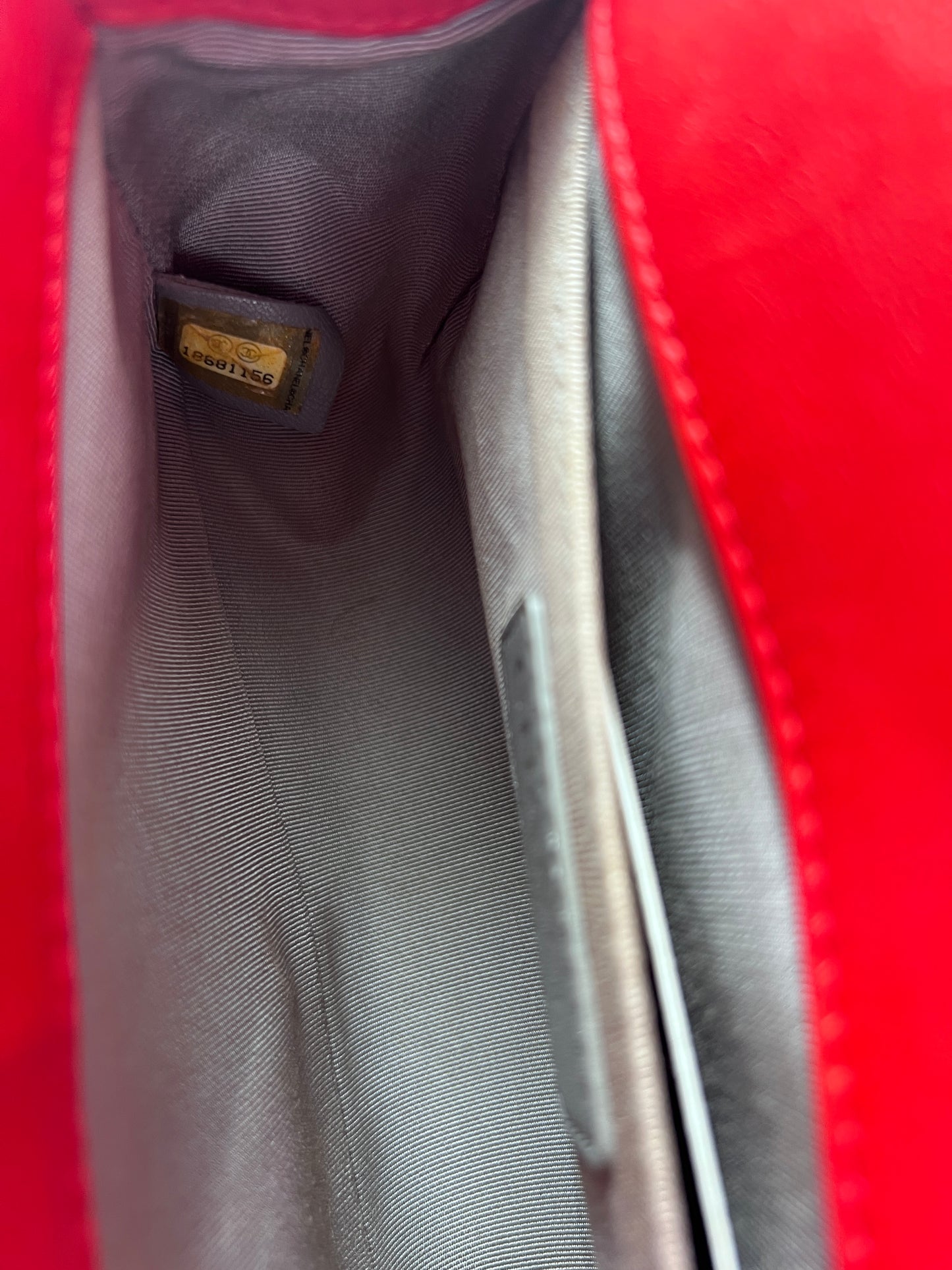 Chanel Boy Flap Bag Quilted Lambskin, RED, LEATHER, Shoulder bag