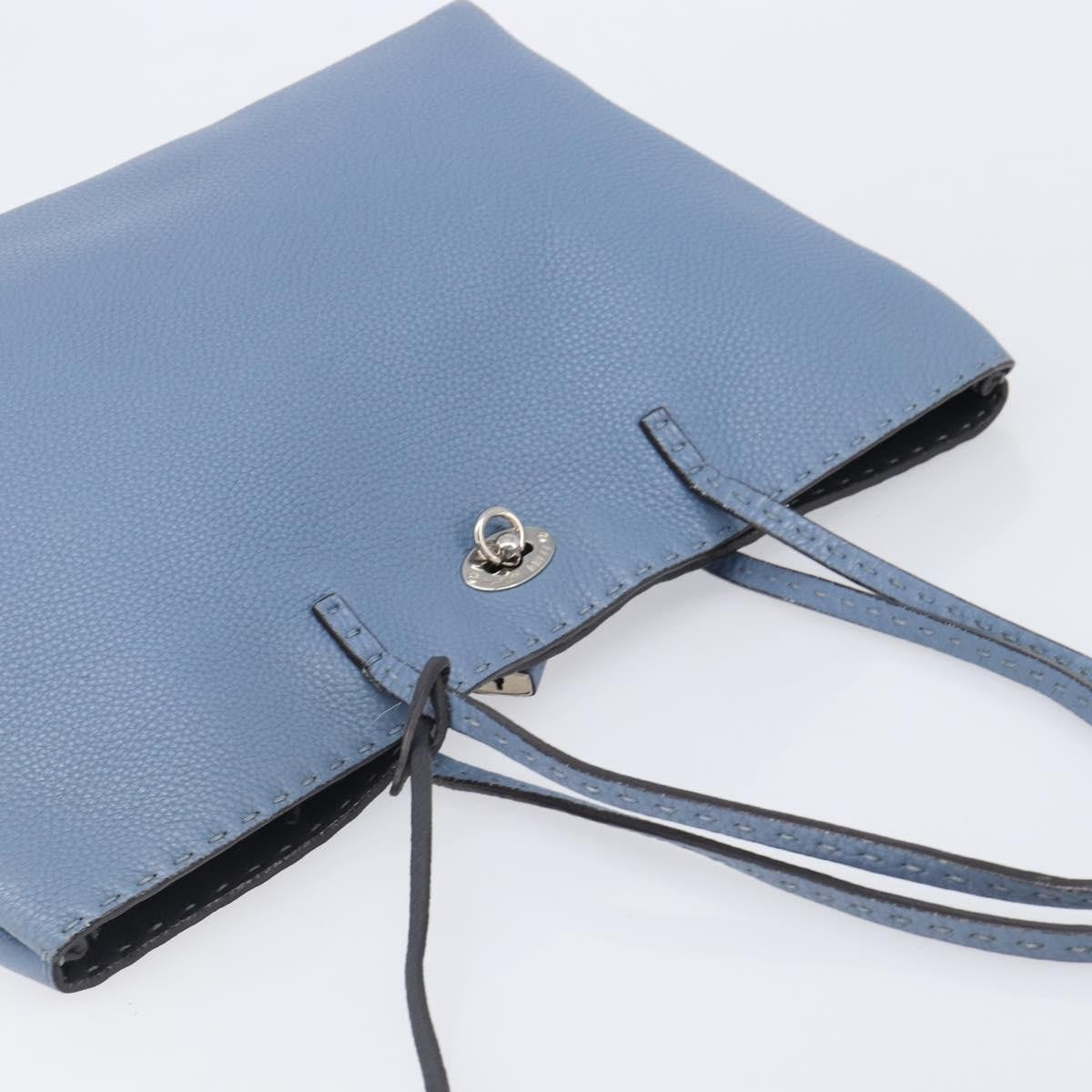 Fendi Selleria Carla Leather, Blue, Leather, Tote Bag