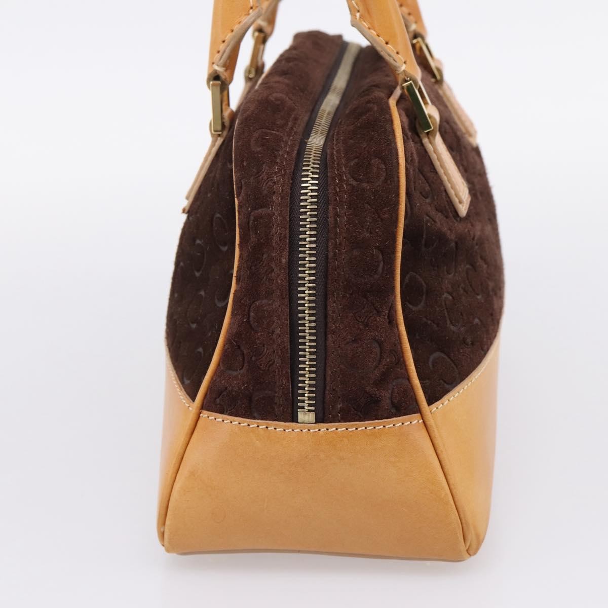 Celine C Macadam Suede and Leather, Brown, Suede, Handbag