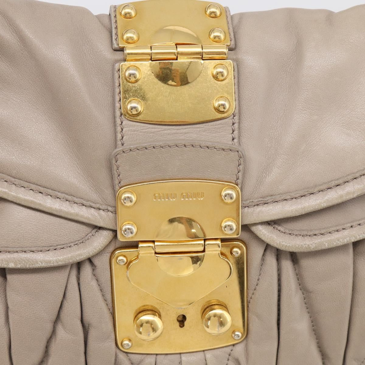 Miu Miu Coffer Hobo Matelasse Leather, Beige, Leather, Handbag
