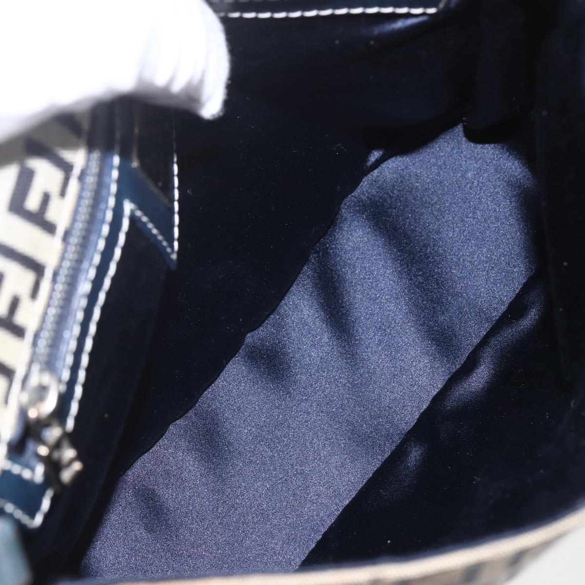 Fendi Zucchino Canvas Mamma Baguette canvas, NAVY, CANVAS, Handbag