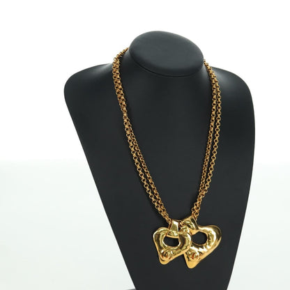 Chanel Vintage CC Heart Pendant Long Metal, Gold, Metal, Necklace