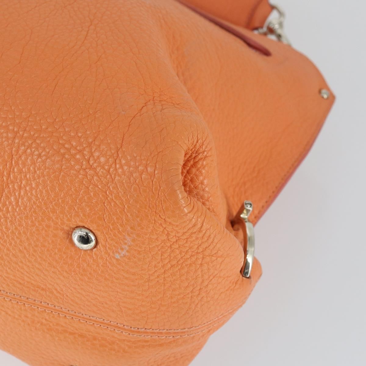 Salvatore Ferragamo Sofia Satchel Grainy Leather, Orange, Leather, Handbag