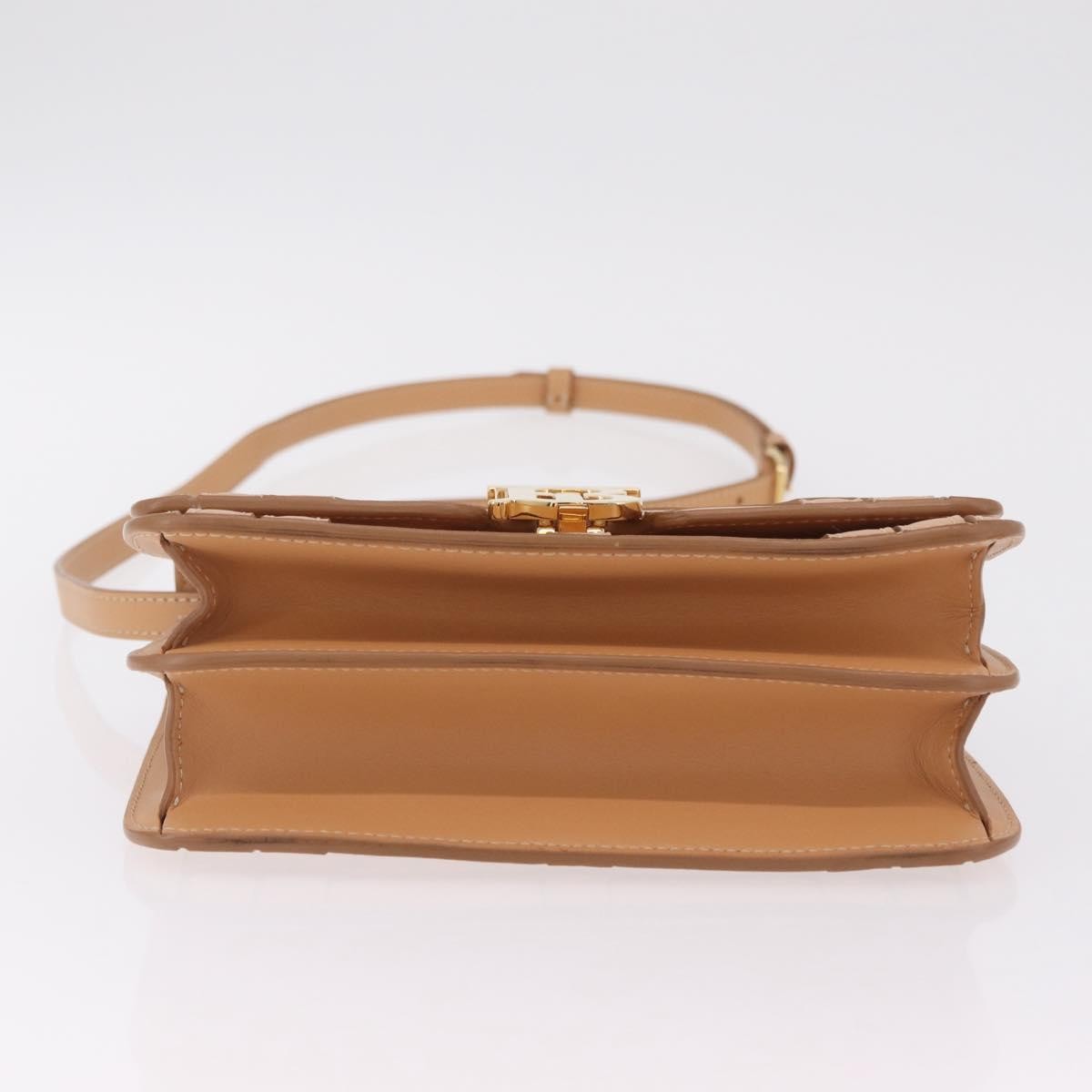 Burberry TB Flap Woven Leather, Beige, Leather, Handbag