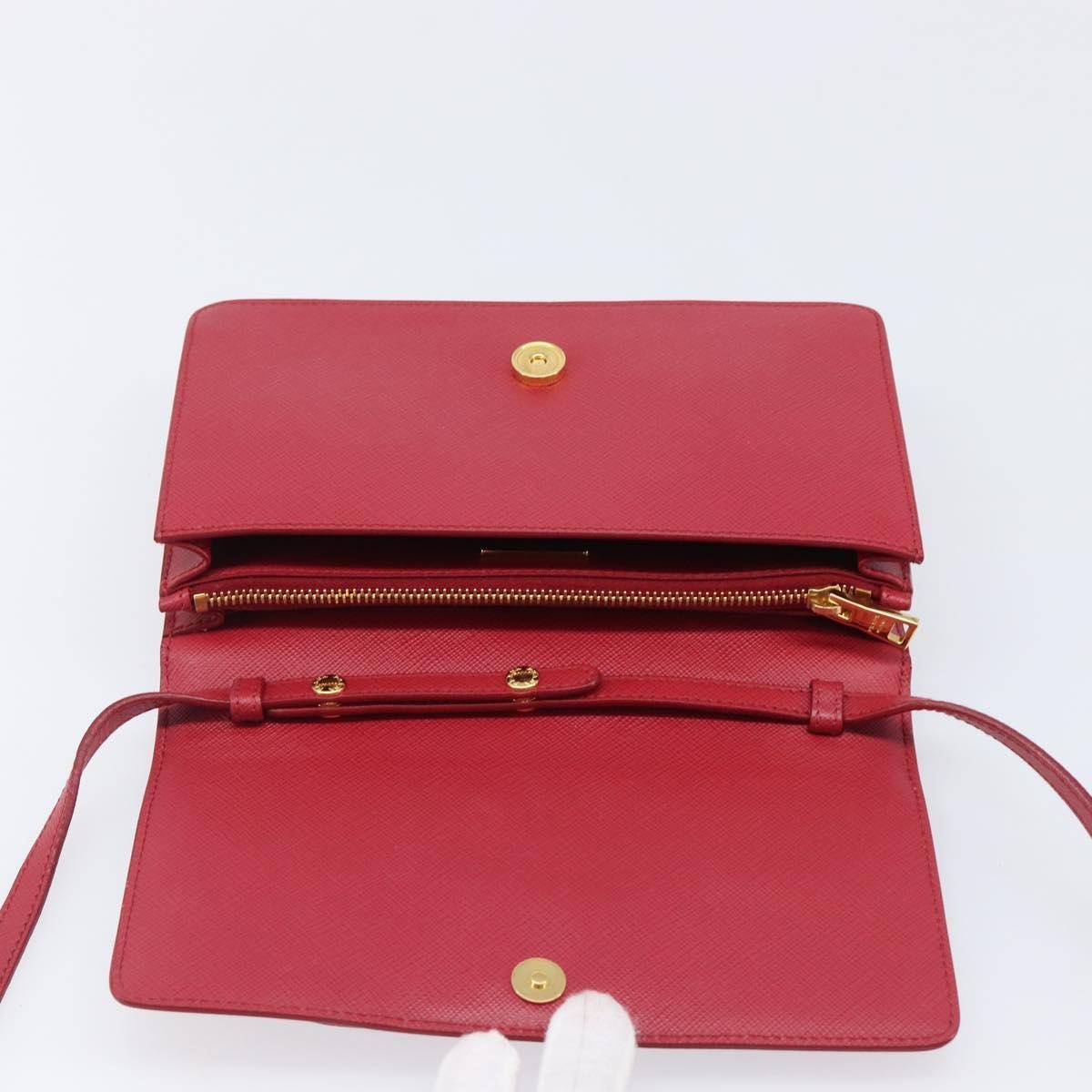 Prada Bow Wallet on Strap Saffiano Leather, Red, Leather, Crossbody Bag