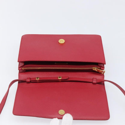 Prada Bow Wallet on Strap Saffiano Leather, Red, Leather, Crossbody Bag