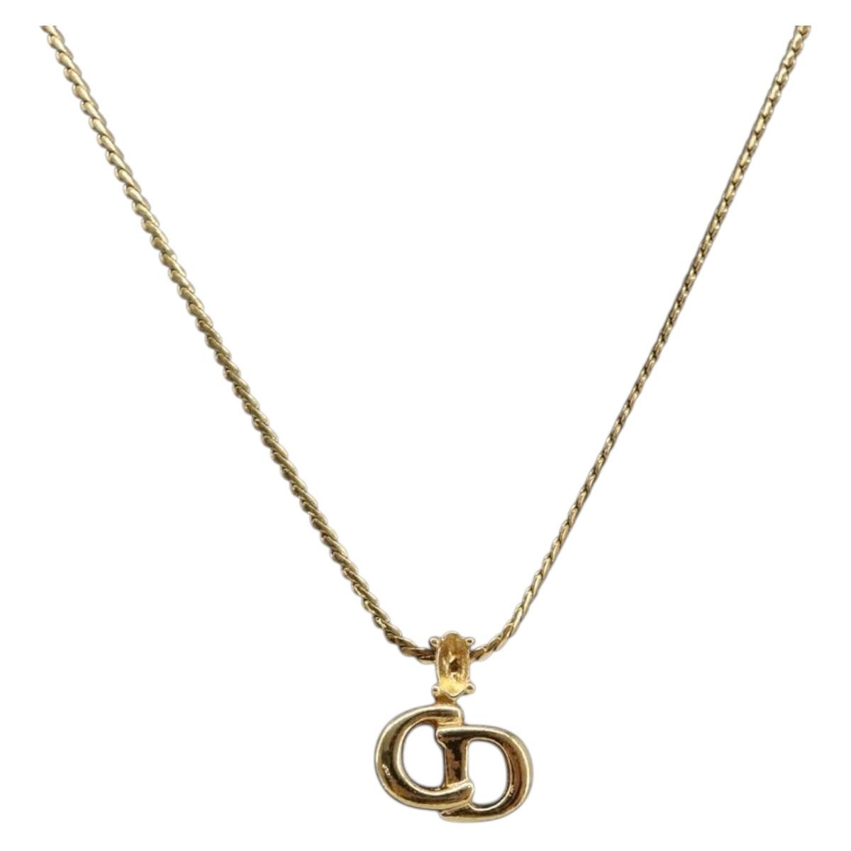 Christian Dior CD Pendant Metal, Gold, Metal, Necklace