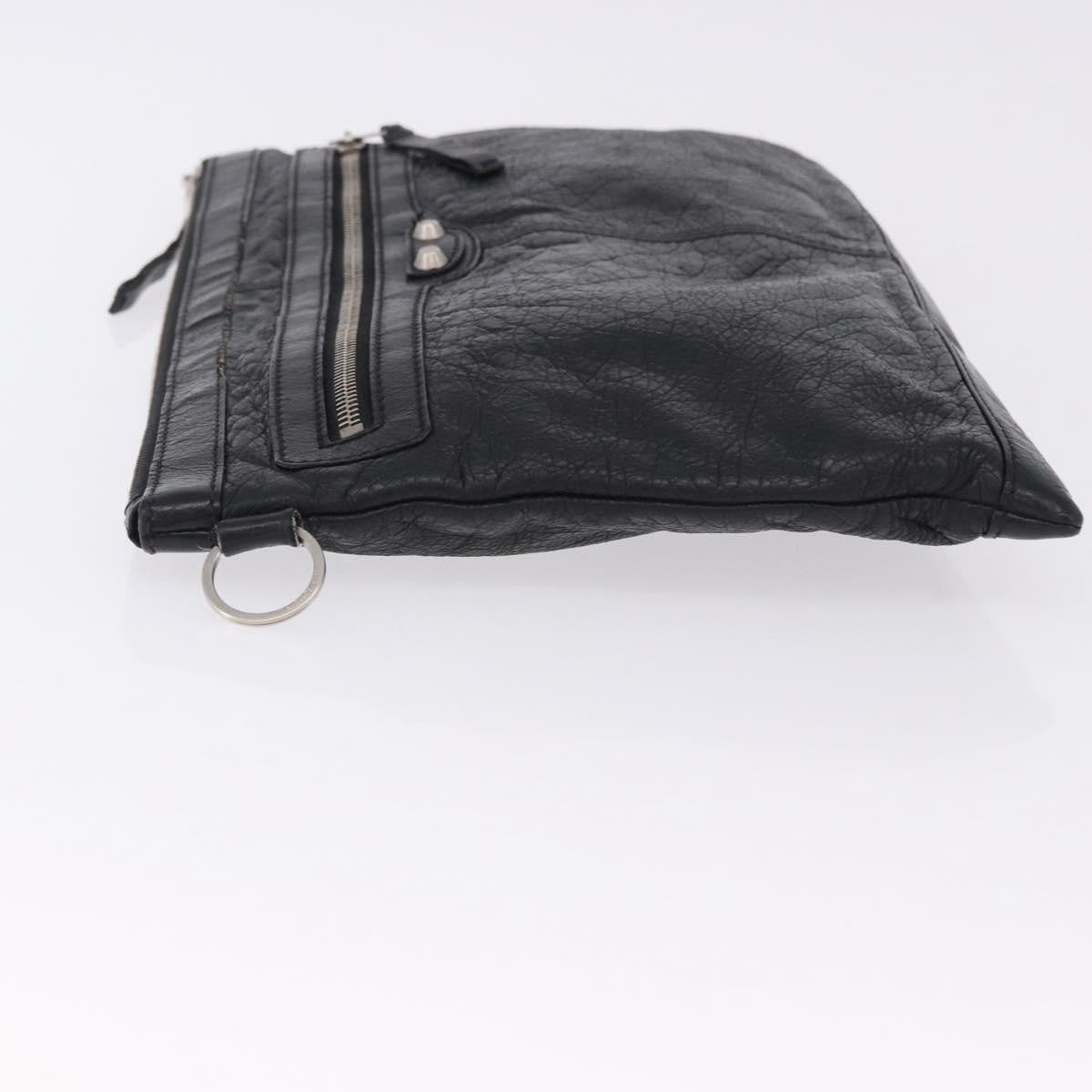 Balenciaga Classic City Clip Leather, Black, Leather, Clutch