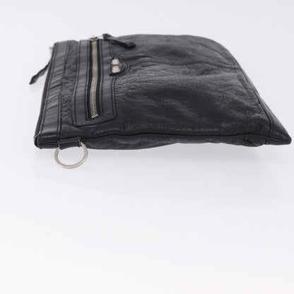 Balenciaga Classic City Clip Leather, Black, Leather, Clutch