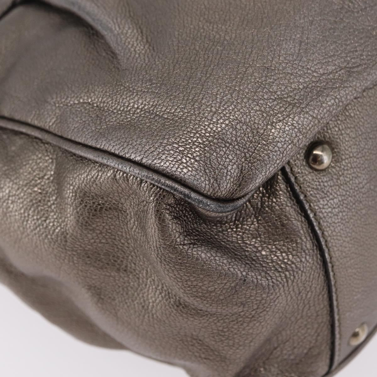 Salvatore Ferragamo Gancini Top Handle Leather, Silver, Leather, Handbag